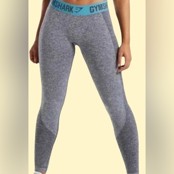 NWT Gymshark Flex Charcoal Marl teal athletic casual stretch tight leggings XS - Picture 1 of 3